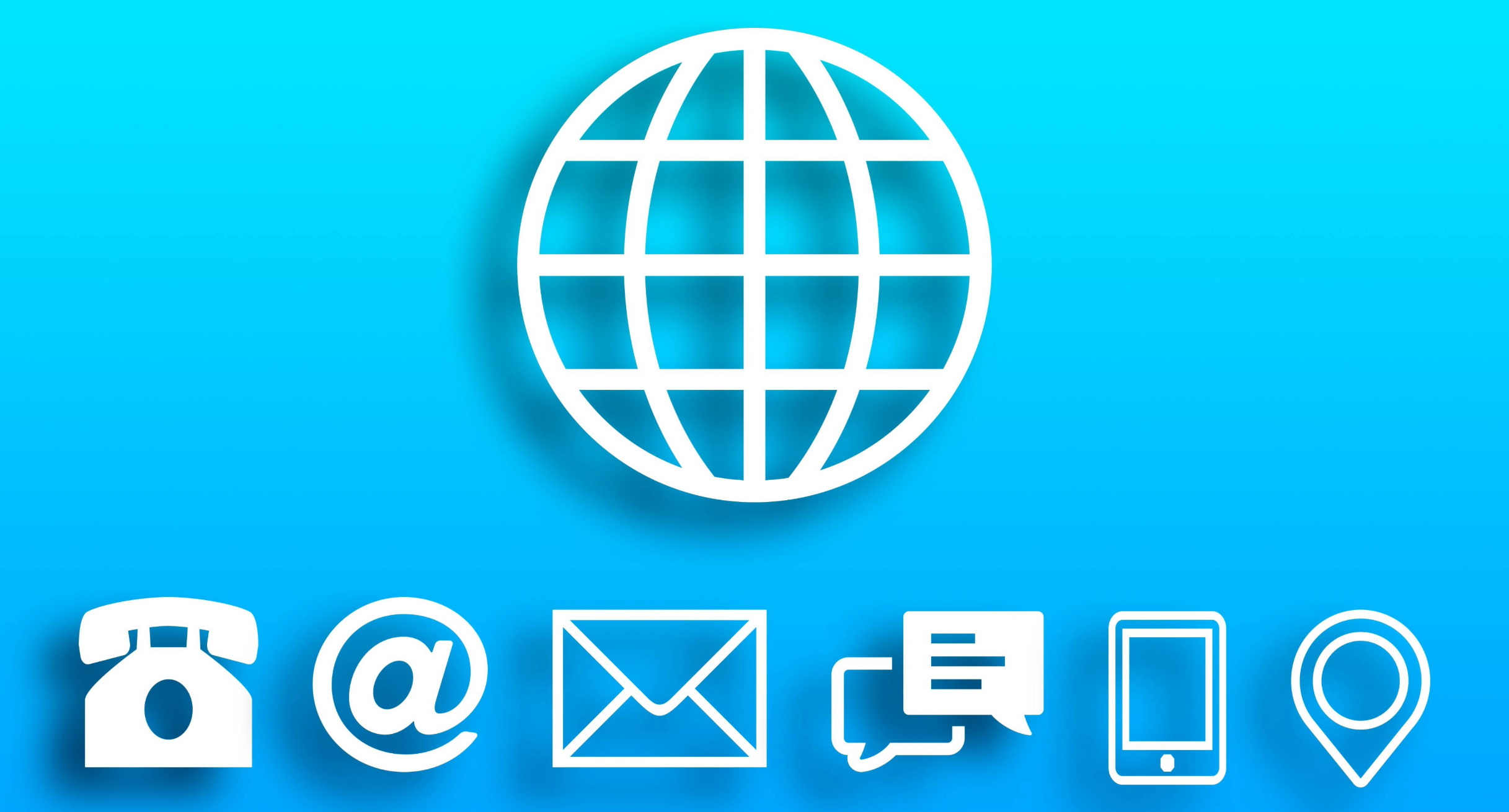 Das Bild zeigt verschiedene Piktogramme wie z.B. ein Telefon, einen Brief, eif, ein Chat-Symbol.